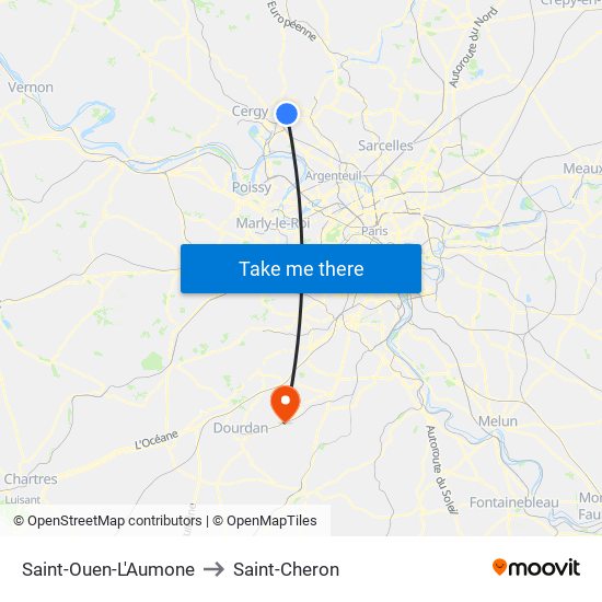 Saint-Ouen-L'Aumone to Saint-Cheron map