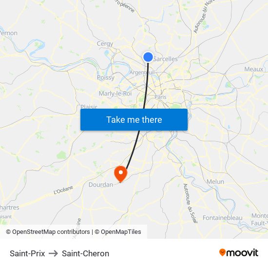 Saint-Prix to Saint-Cheron map