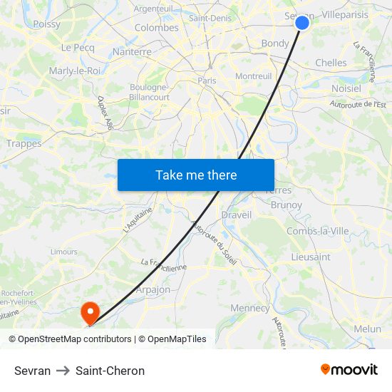 Sevran to Saint-Cheron map