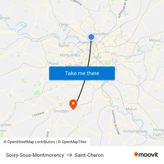 Soisy-Sous-Montmorency to Saint-Cheron map