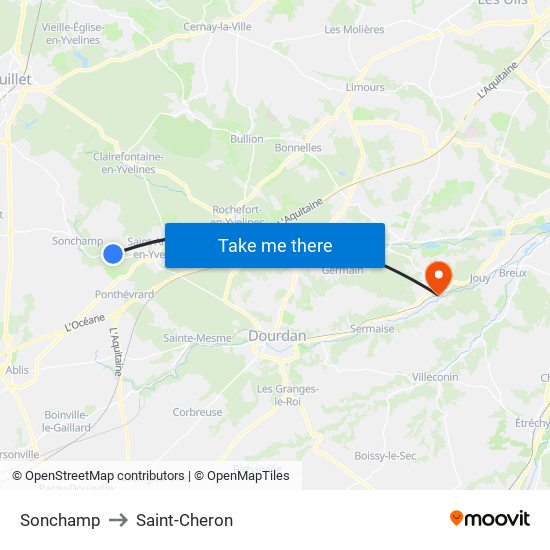 Sonchamp to Saint-Cheron map