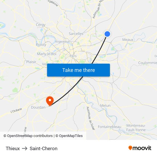 Thieux to Saint-Cheron map