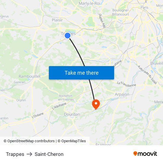 Trappes to Saint-Cheron map