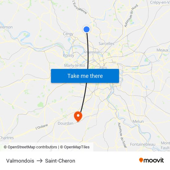 Valmondois to Saint-Cheron map