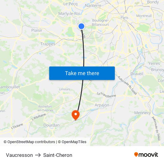 Vaucresson to Saint-Cheron map