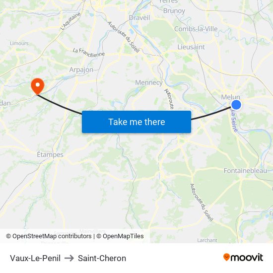 Vaux-Le-Penil to Saint-Cheron map