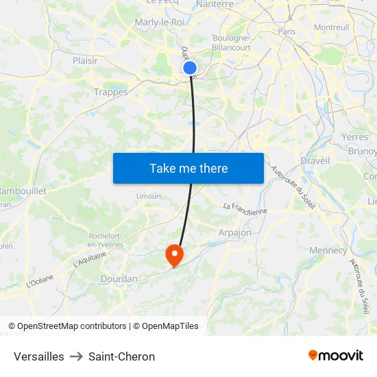 Versailles to Saint-Cheron map