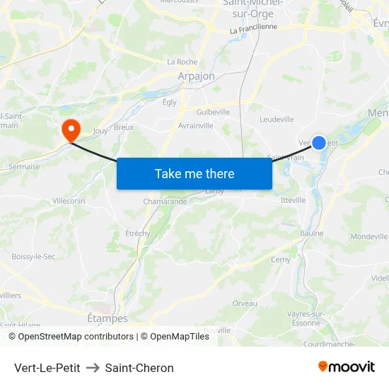 Vert-Le-Petit to Saint-Cheron map