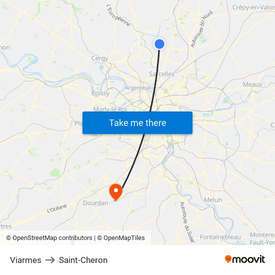 Viarmes to Saint-Cheron map