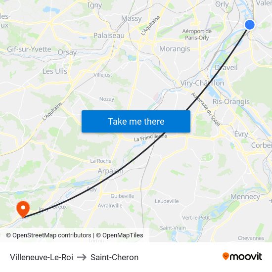 Villeneuve-Le-Roi to Saint-Cheron map