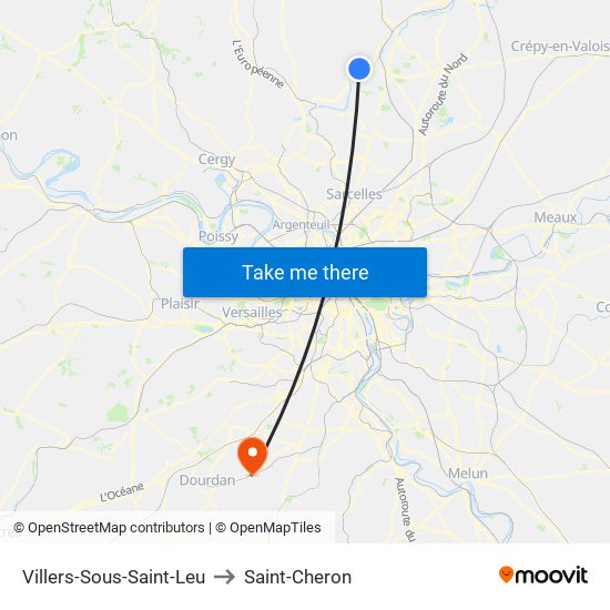 Villers-Sous-Saint-Leu to Saint-Cheron map