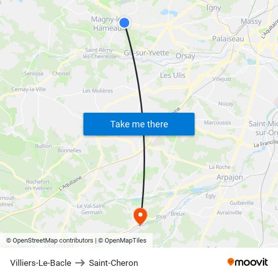 Villiers-Le-Bacle to Saint-Cheron map