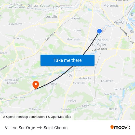 Villiers-Sur-Orge to Saint-Cheron map