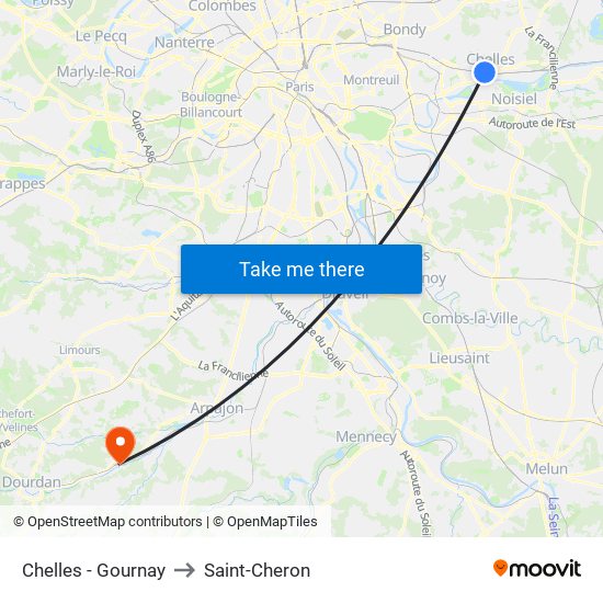 Chelles - Gournay to Saint-Cheron map