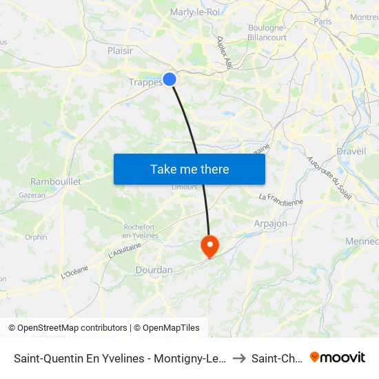 Saint-Quentin En Yvelines - Montigny-Le-Bretonneux to Saint-Cheron map