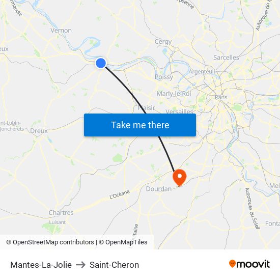 Mantes-La-Jolie to Saint-Cheron map