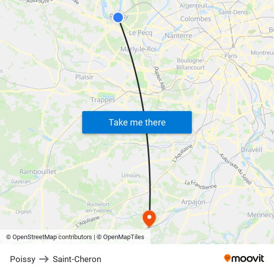 Poissy to Saint-Cheron map