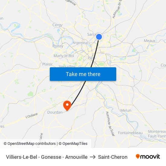 Villiers-Le-Bel - Gonesse - Arnouville to Saint-Cheron map