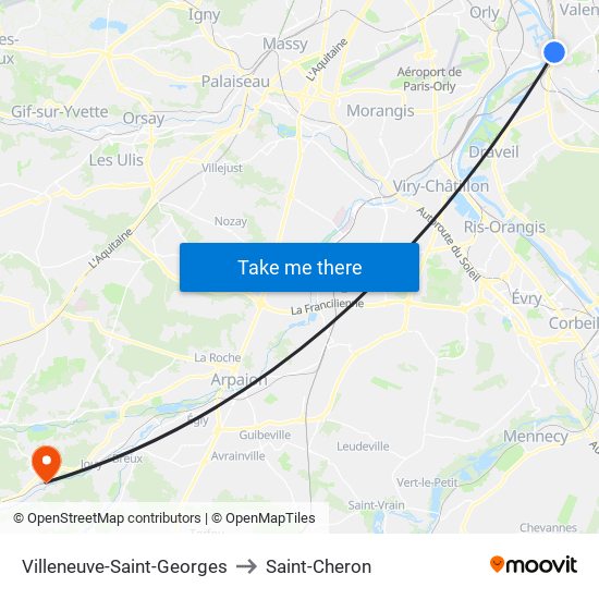 Villeneuve-Saint-Georges to Saint-Cheron map