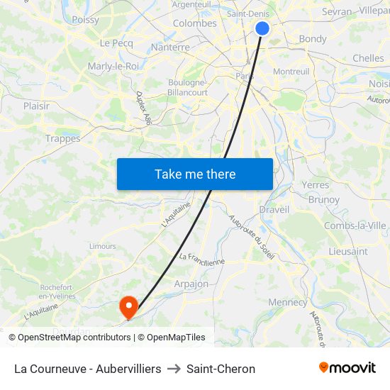 La Courneuve - Aubervilliers to Saint-Cheron map