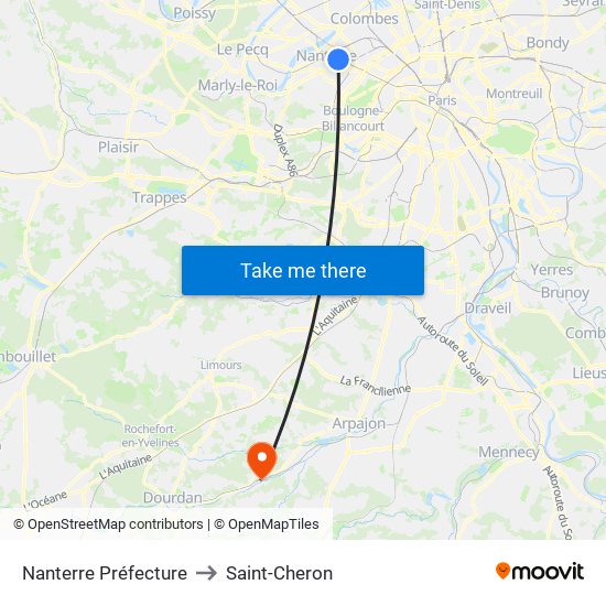 Nanterre Préfecture to Saint-Cheron map