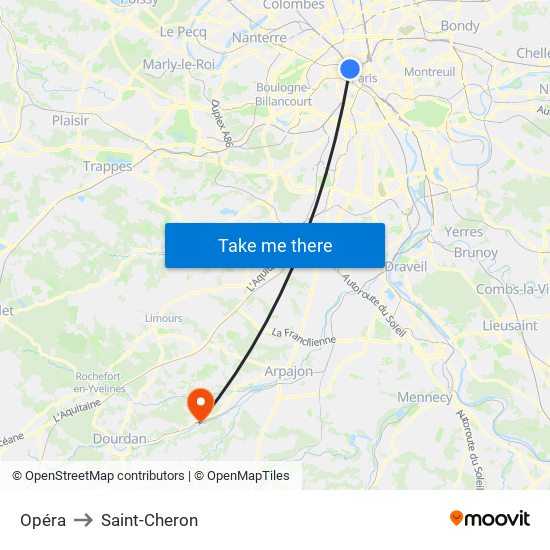 Opéra to Saint-Cheron map