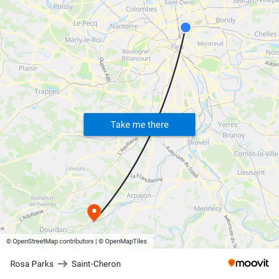 Rosa Parks to Saint-Cheron map