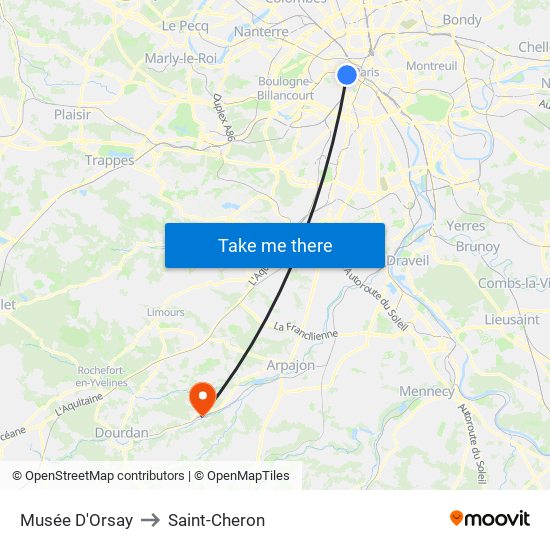 Musée D'Orsay to Saint-Cheron map
