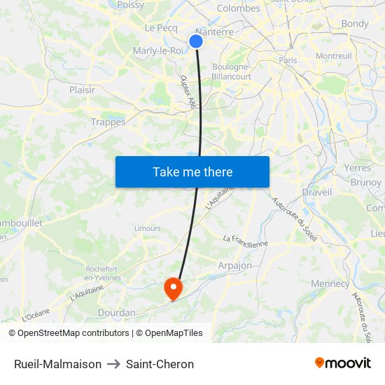 Rueil-Malmaison to Saint-Cheron map