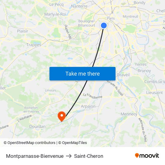 Montparnasse-Bienvenue to Saint-Cheron map