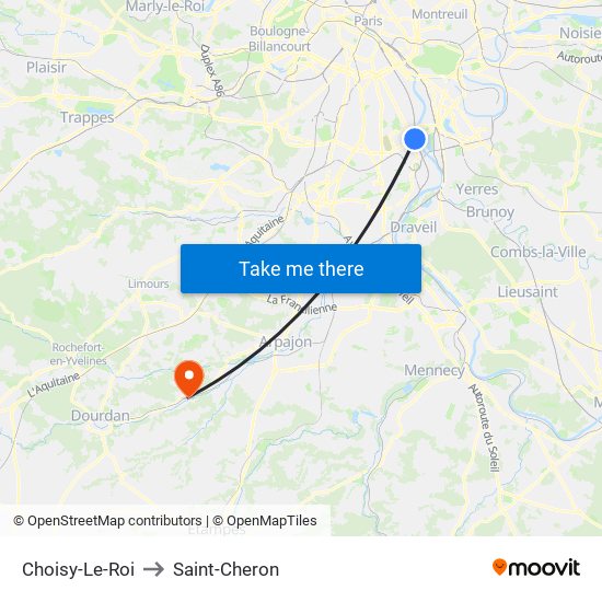 Choisy-Le-Roi to Saint-Cheron map