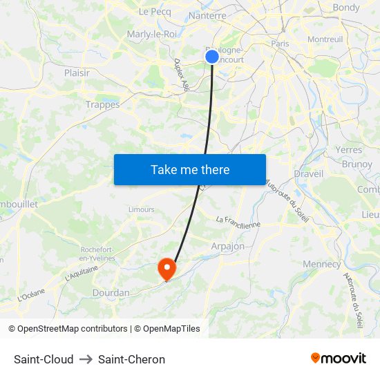 Saint-Cloud to Saint-Cheron map