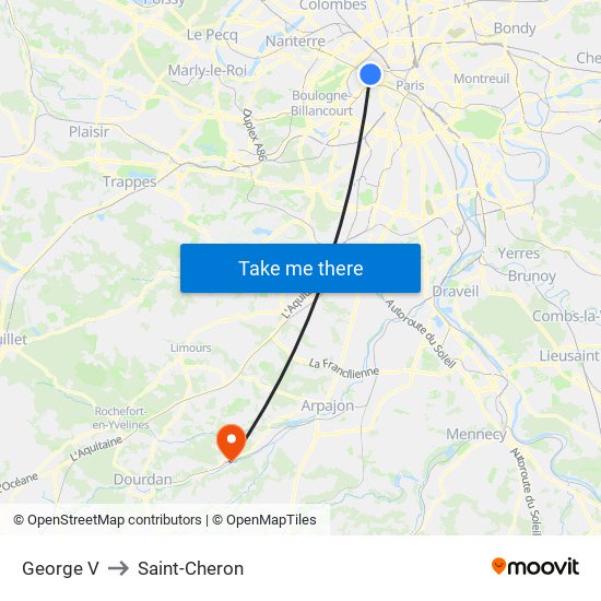 George V to Saint-Cheron map