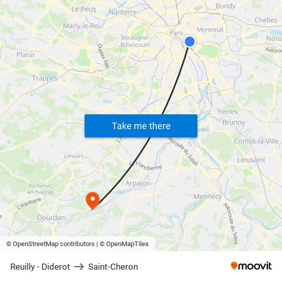 Reuilly - Diderot to Saint-Cheron map