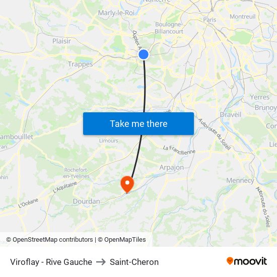 Viroflay - Rive Gauche to Saint-Cheron map