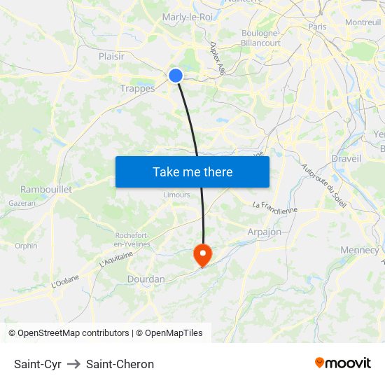 Saint-Cyr to Saint-Cheron map