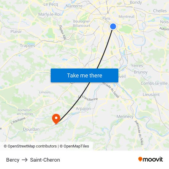 Bercy to Saint-Cheron map