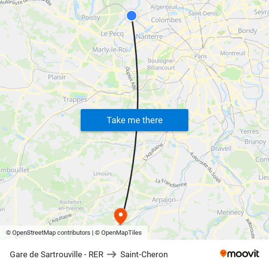 Gare de Sartrouville - RER to Saint-Cheron map