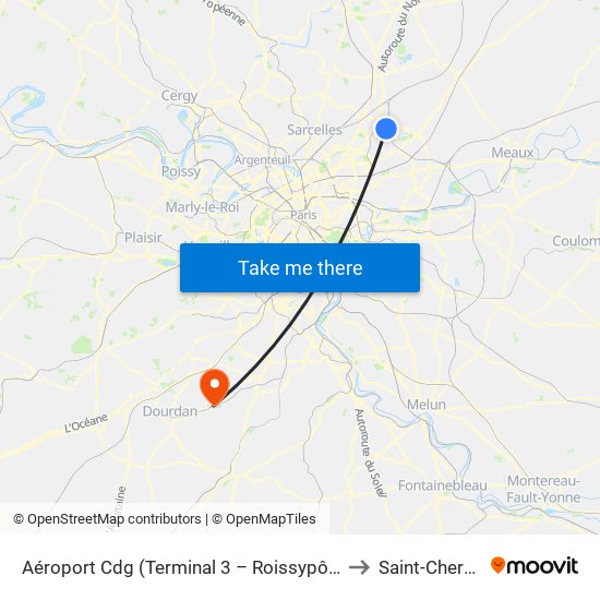 Aéroport Cdg (Terminal 3 – Roissypôle) to Saint-Cheron map