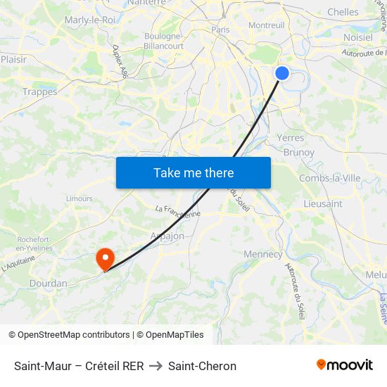 Saint-Maur – Créteil RER to Saint-Cheron map