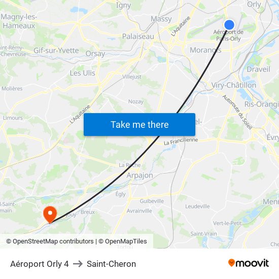 Aéroport Orly 4 to Saint-Cheron map