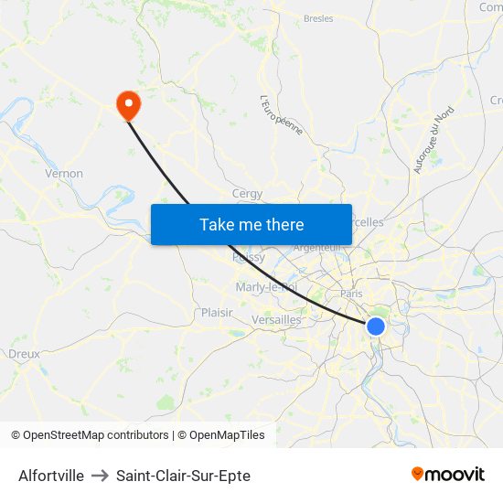 Alfortville to Saint-Clair-Sur-Epte map