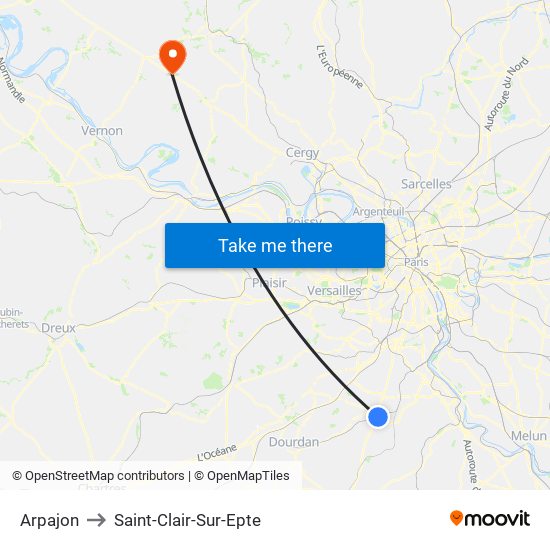 Arpajon to Saint-Clair-Sur-Epte map