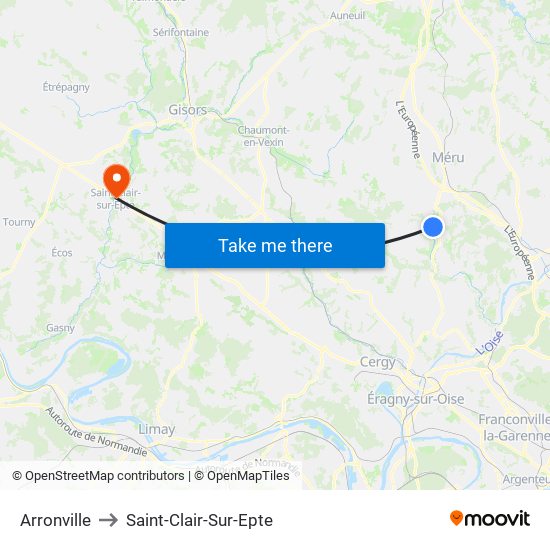 Arronville to Saint-Clair-Sur-Epte map