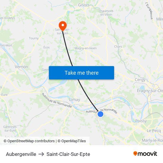 Aubergenville to Saint-Clair-Sur-Epte map