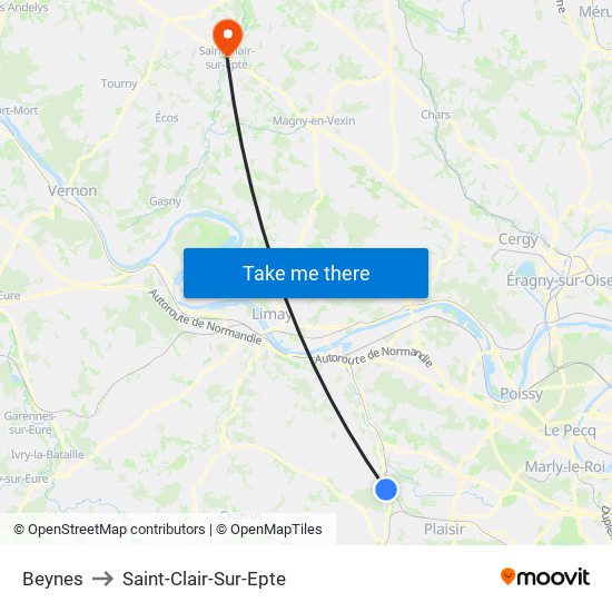 Beynes to Saint-Clair-Sur-Epte map
