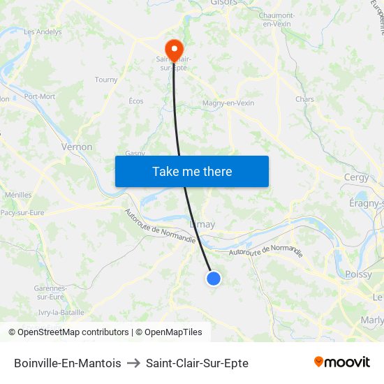 Boinville-En-Mantois to Saint-Clair-Sur-Epte map