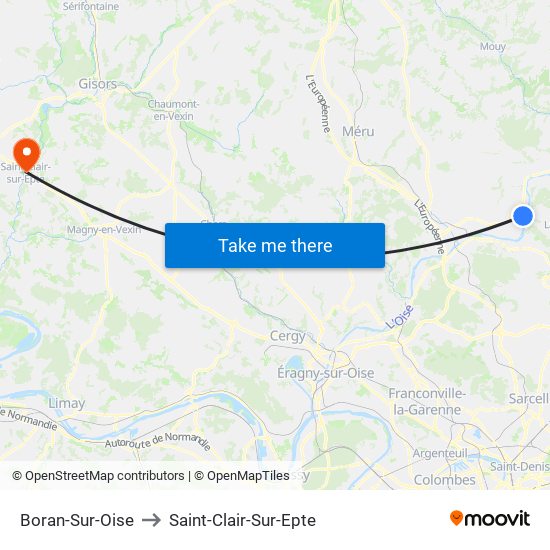 Boran-Sur-Oise to Saint-Clair-Sur-Epte map