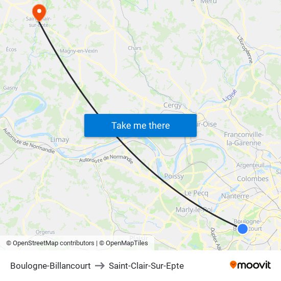 Boulogne-Billancourt to Saint-Clair-Sur-Epte map