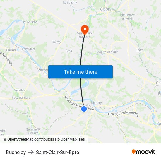 Buchelay to Saint-Clair-Sur-Epte map